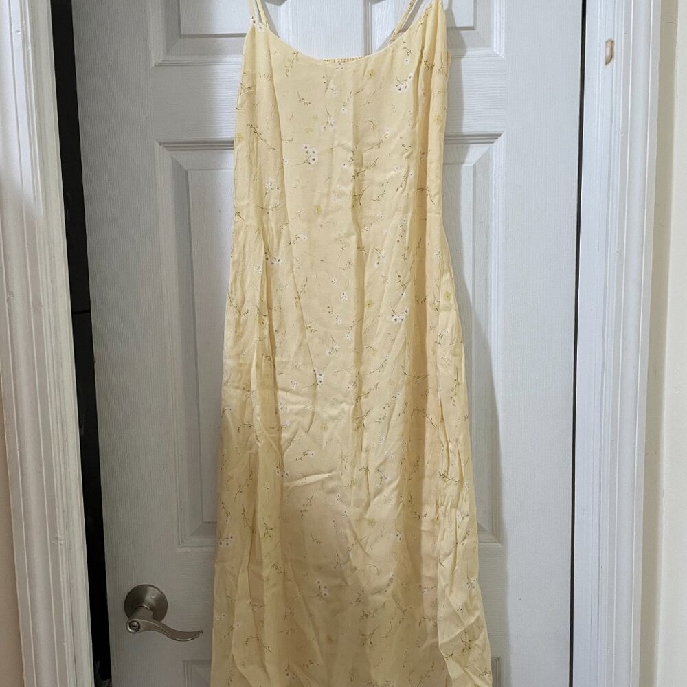Aritzia Yellow Floral Midi Dress